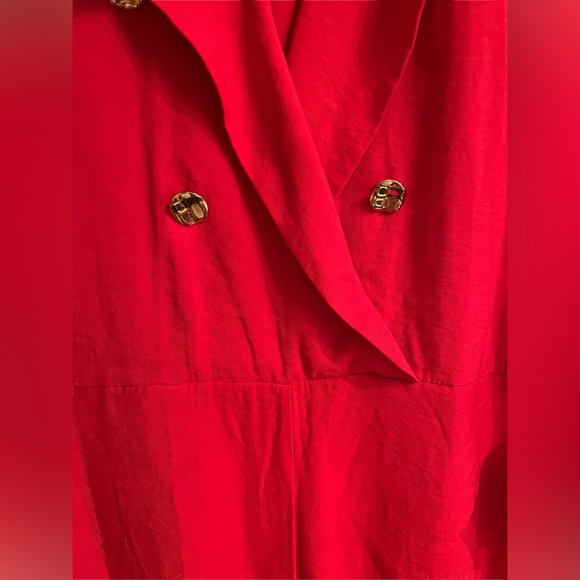 Zara Linen Nautical Crossover Jumpsuit | Red | S - Picture 5 of 12